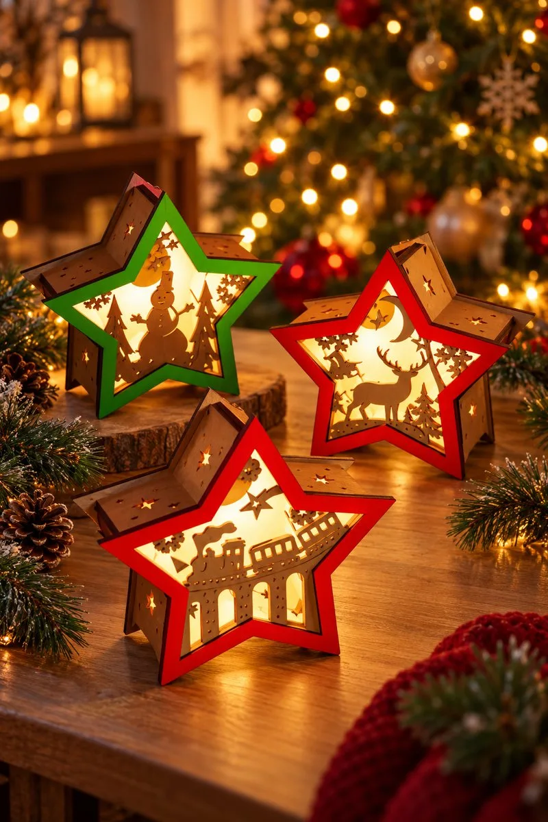 3D Christmas Shadow Star Lantern Bundle — SVG laser cut lantern file
