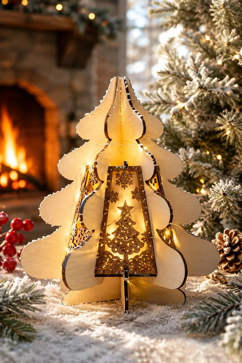3D Christmas Tree Lantern Bundle — SVG laser cut lantern file