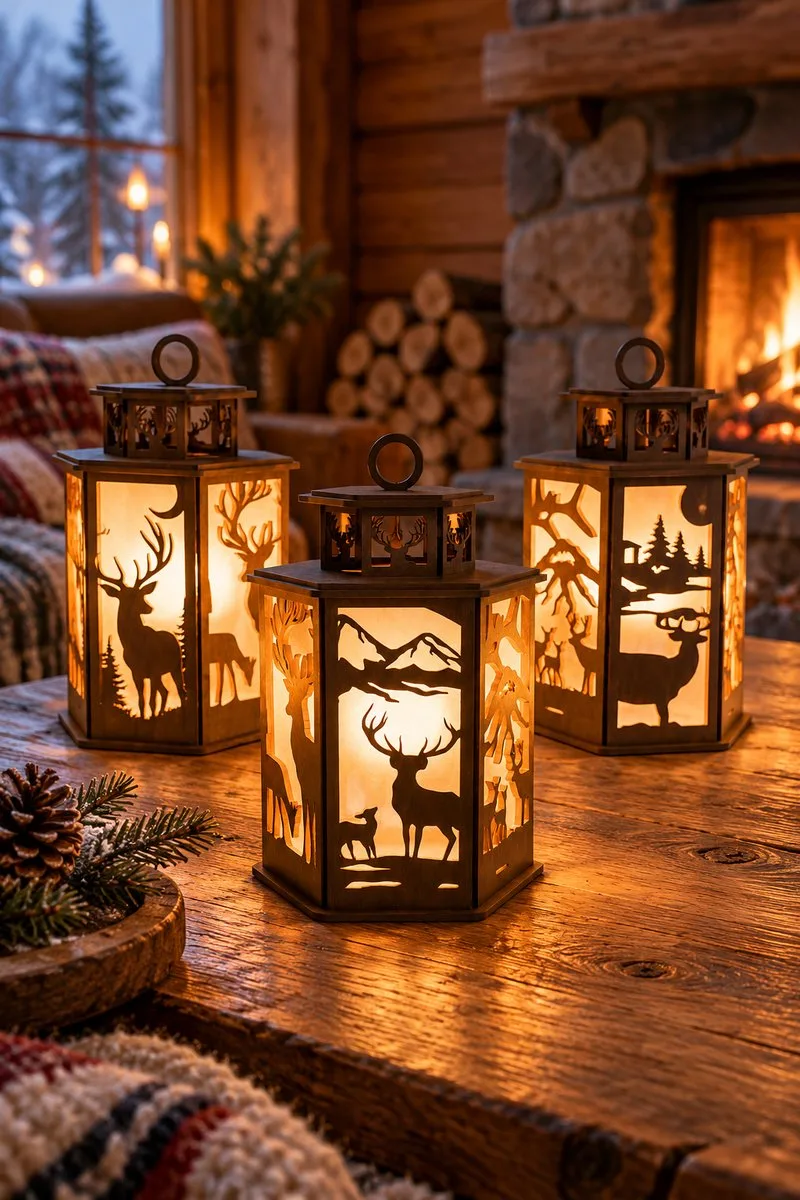 3D Deer Lantern Files — SVG laser cut lantern file