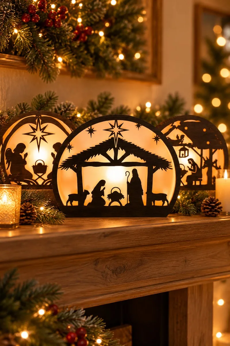 3D Nativity Scene Lantern Laser Cut File — SVG laser cut file