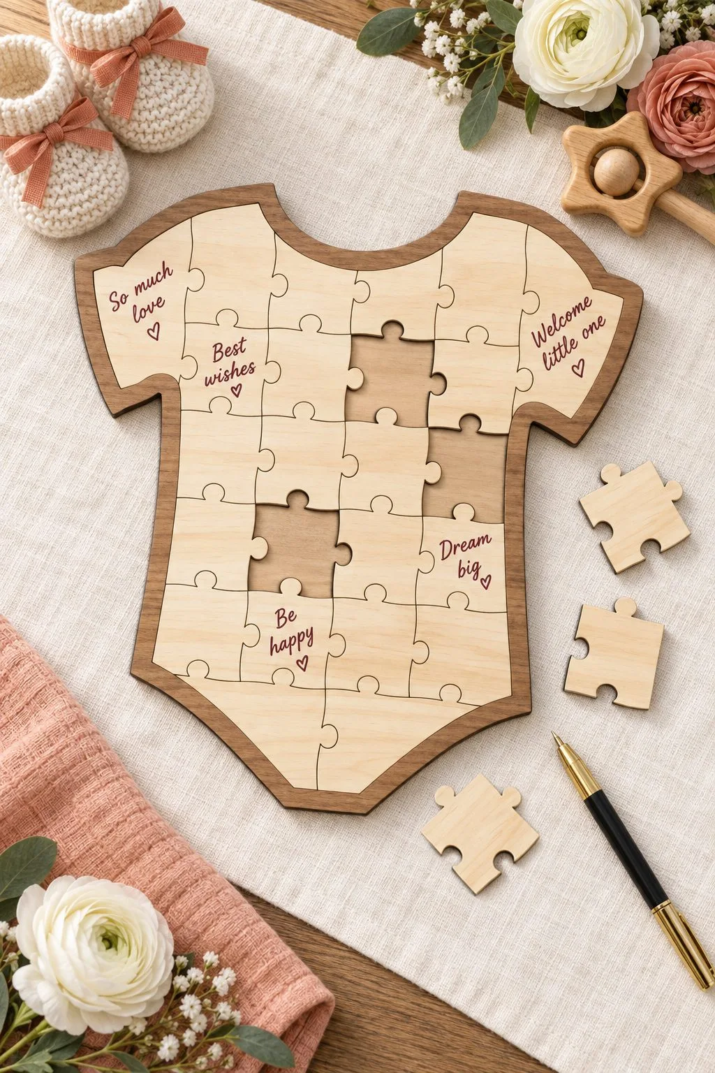 Baby Onesie Jump Suit Baby Shower Puzzle — SVG laser cut file