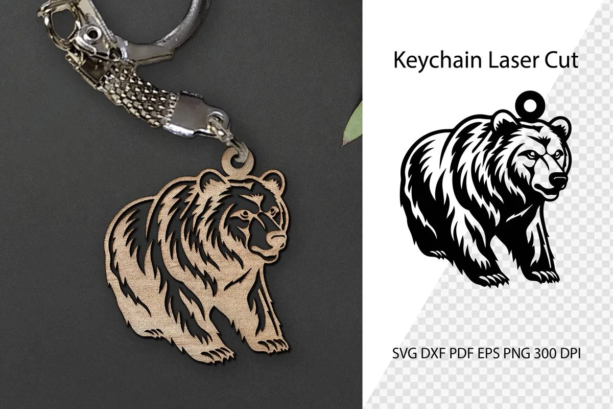 Bear Laser Cut Keychain — SVG laser cut file