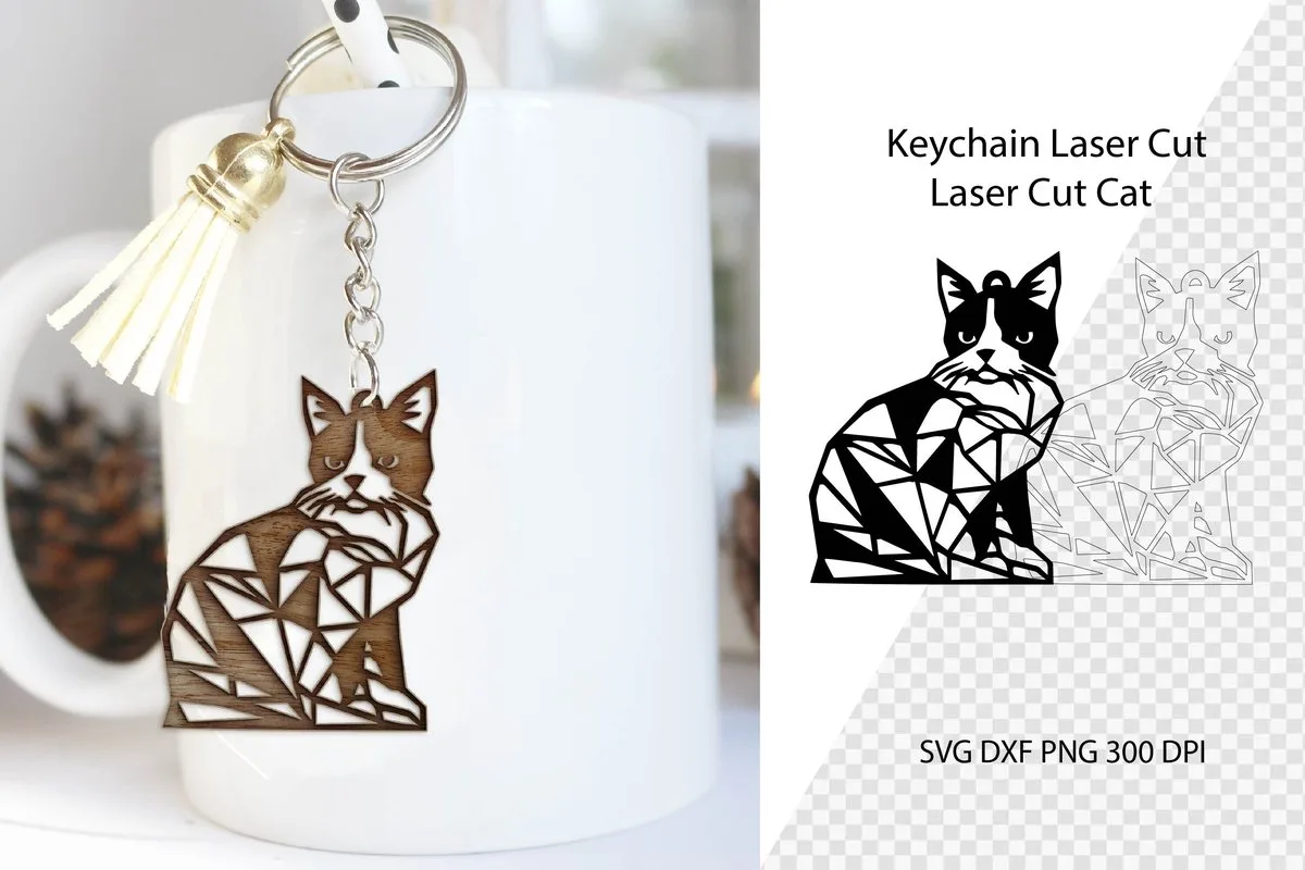 Cat Laser Cut Keychain — SVG laser cut file