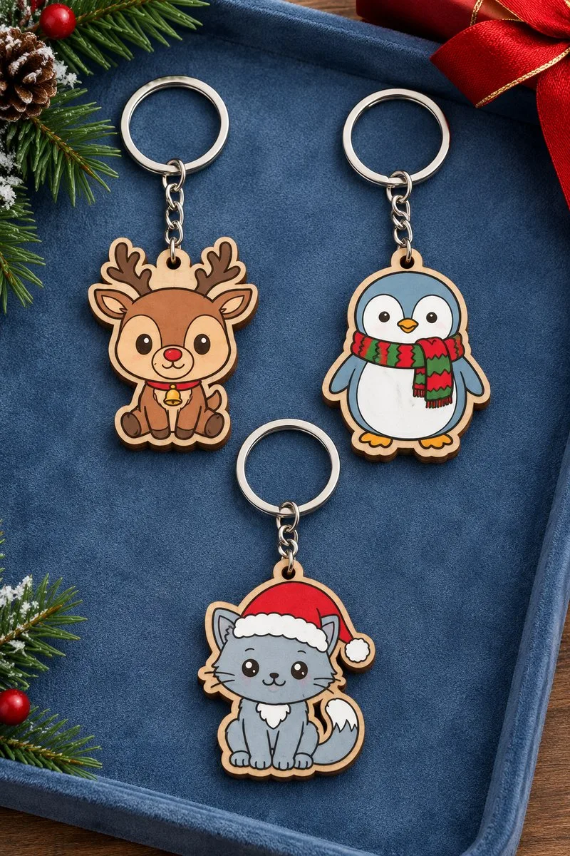 Christmas Animal Keychain Bundle — SVG laser cut file