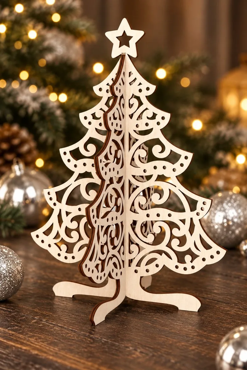Openwork 3D Christmas Tree — laser cut Christmas tree