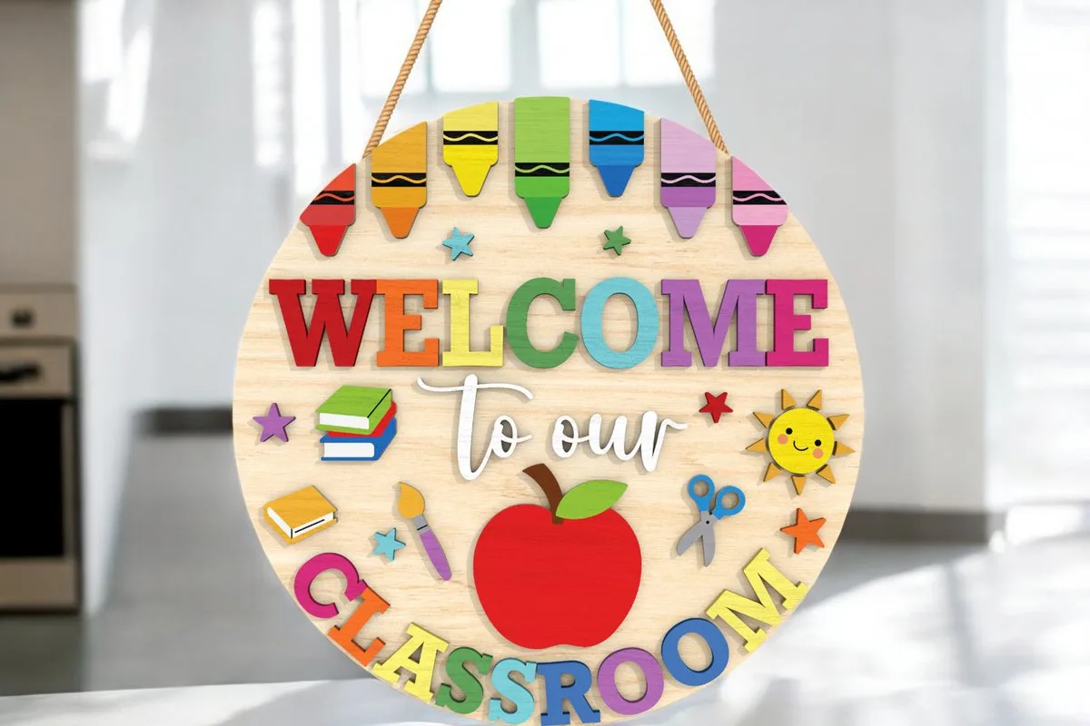 Colorful Classroom Round Sign — SVG laser cut file