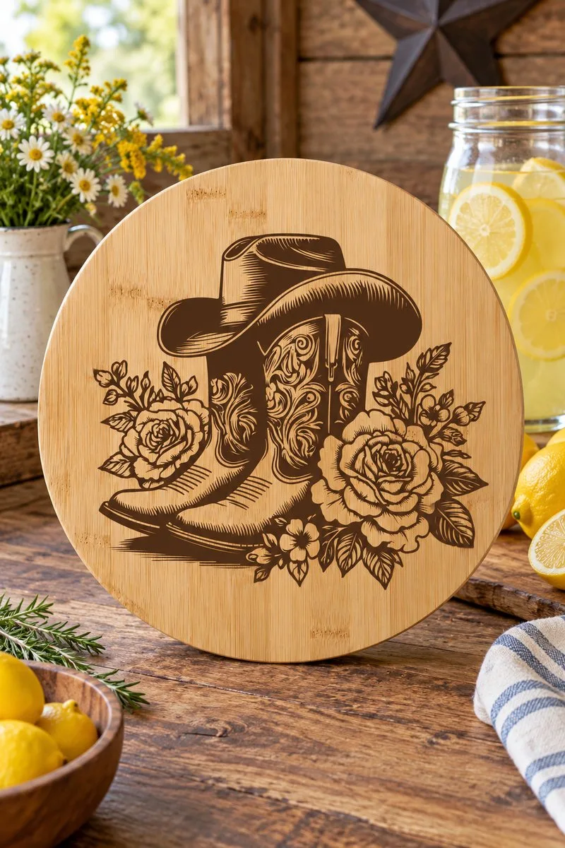 Cowboy Boots Cowgirl Laser Engraving — laser engraving file
