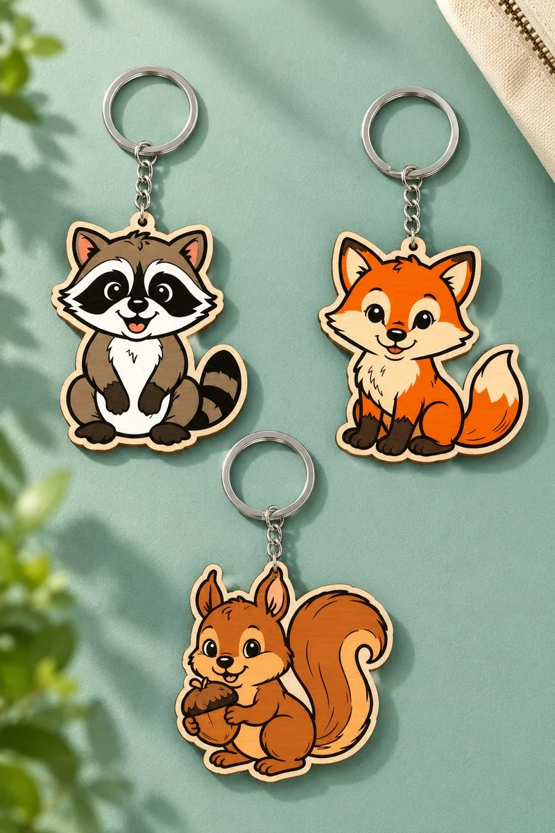 Cute Animal Keychain Bundle — SVG laser cut file