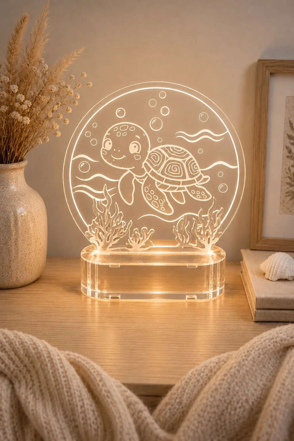 Mermaid Shell Night Light in acrylic — another view, SVG laser cut file
