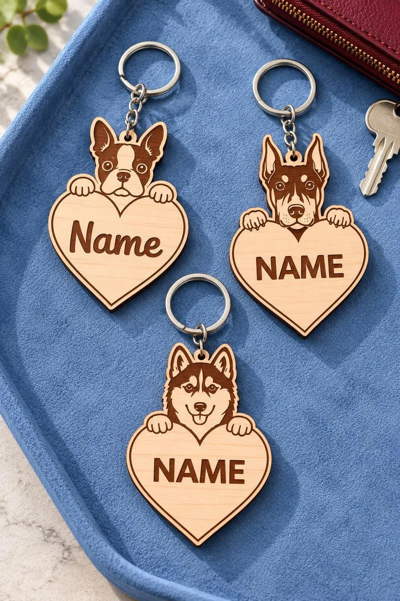 Dog Breed Name Tag Keychain — SVG laser cut file