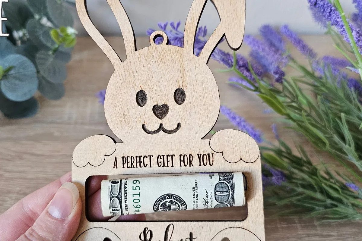 Easter Bunny Money Holder — SVG laser cut file