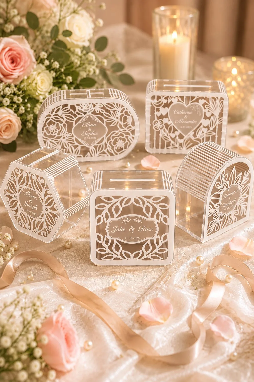Elegant Wedding Card Boxes in acrylic — SVG laser cut file