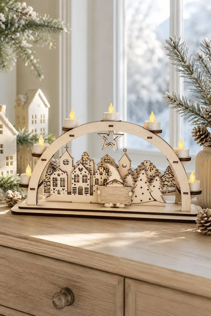 Village Arch of Lights 4 mm — SVG laser cut lantern file