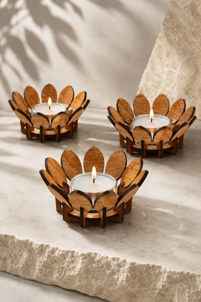 Flower Candle Holder — SVG laser cut lantern file