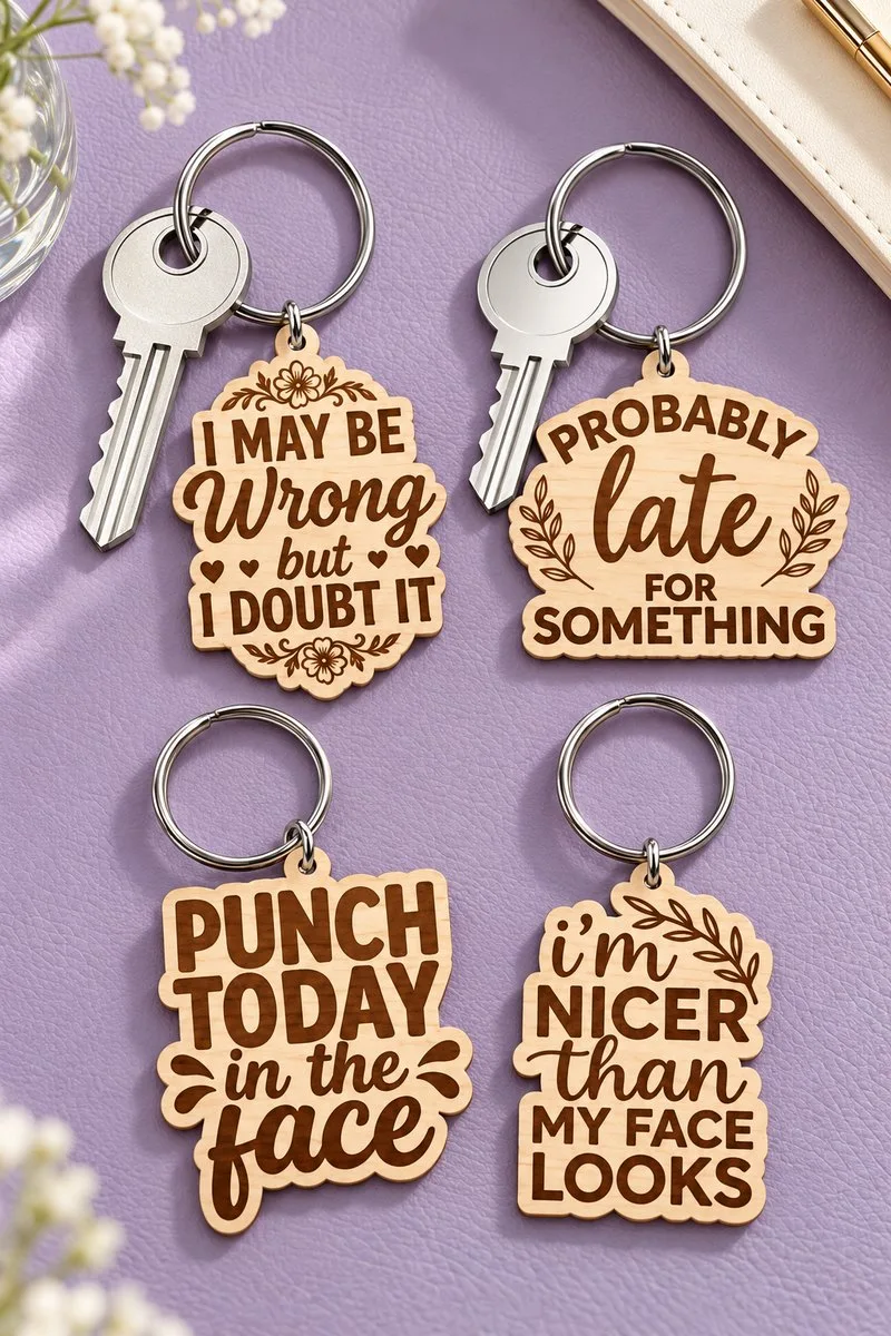 Funny Quote Keychain Bundle — SVG laser cut file