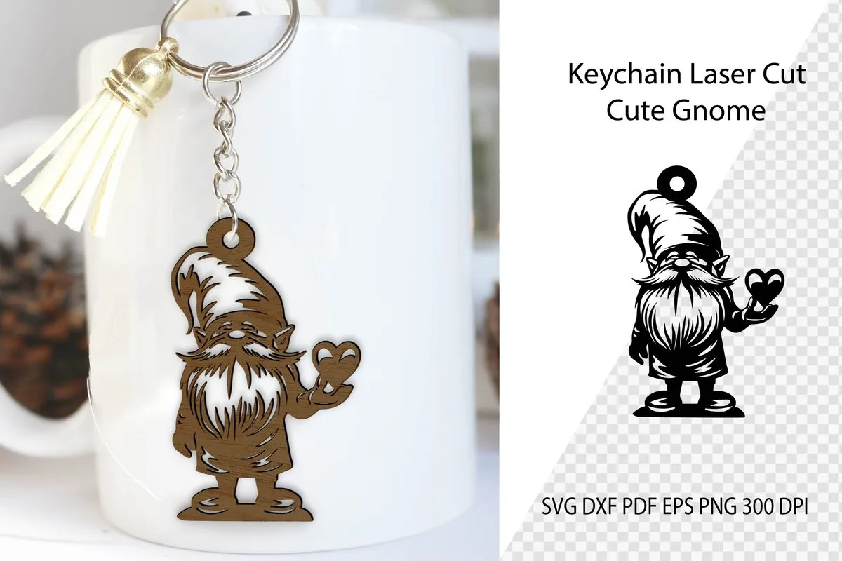 Gnome Laser Cut Keychain — SVG laser cut file