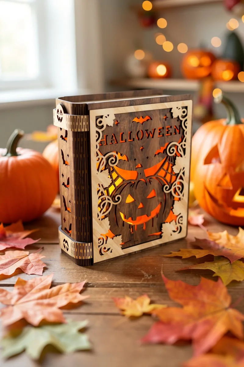 Halloween Book Lantern Night Light — SVG laser cut lantern file