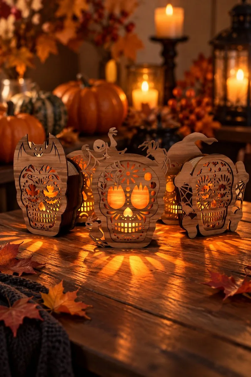 Halloween Skull Lantern Bundle — SVG laser cut lantern file