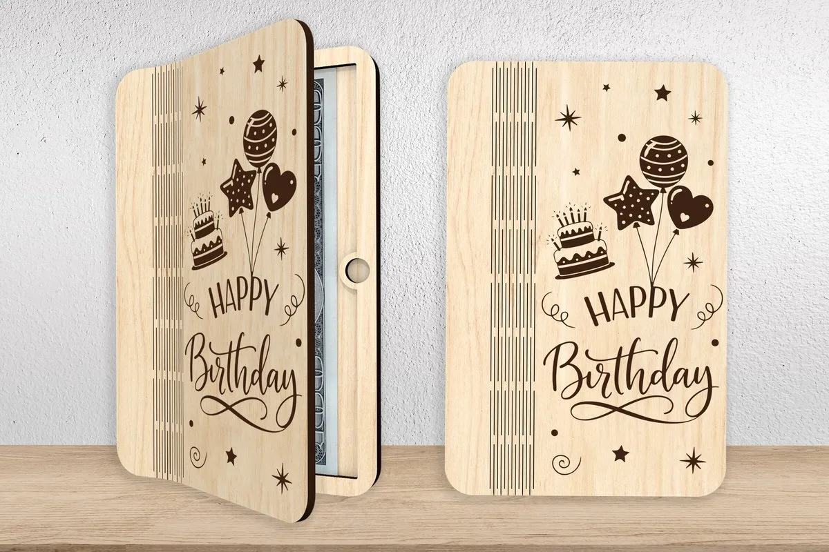Happy Birthday Money Holder — SVG laser cut file