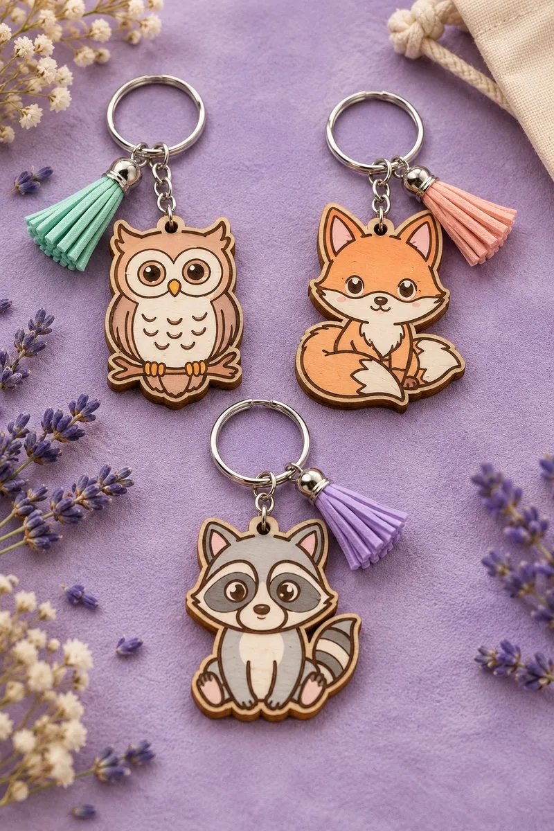 Kawaii Animal Keychain Bundle — SVG laser cut file