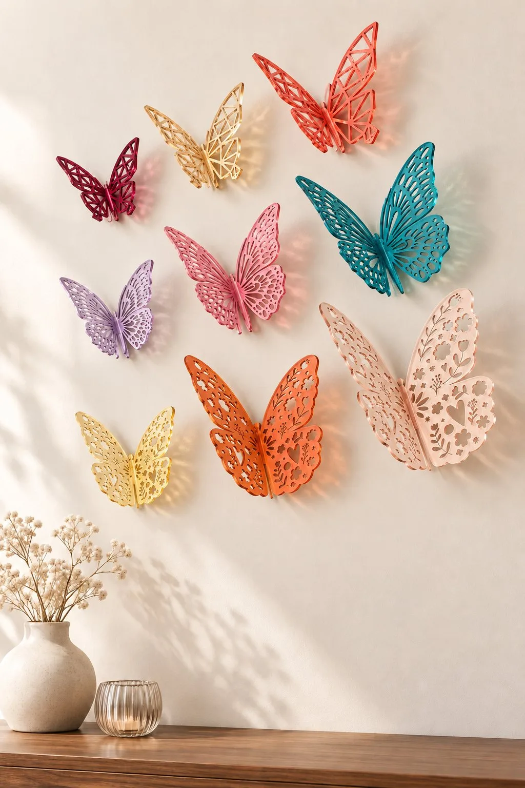 3D Butterflies in Three Sizes in acrylic — SVG laser cut file