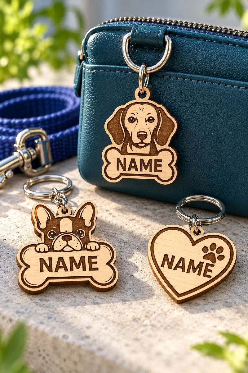 Laser Cut Dog Name Tag Keychain SVG Bundle — SVG laser cut file