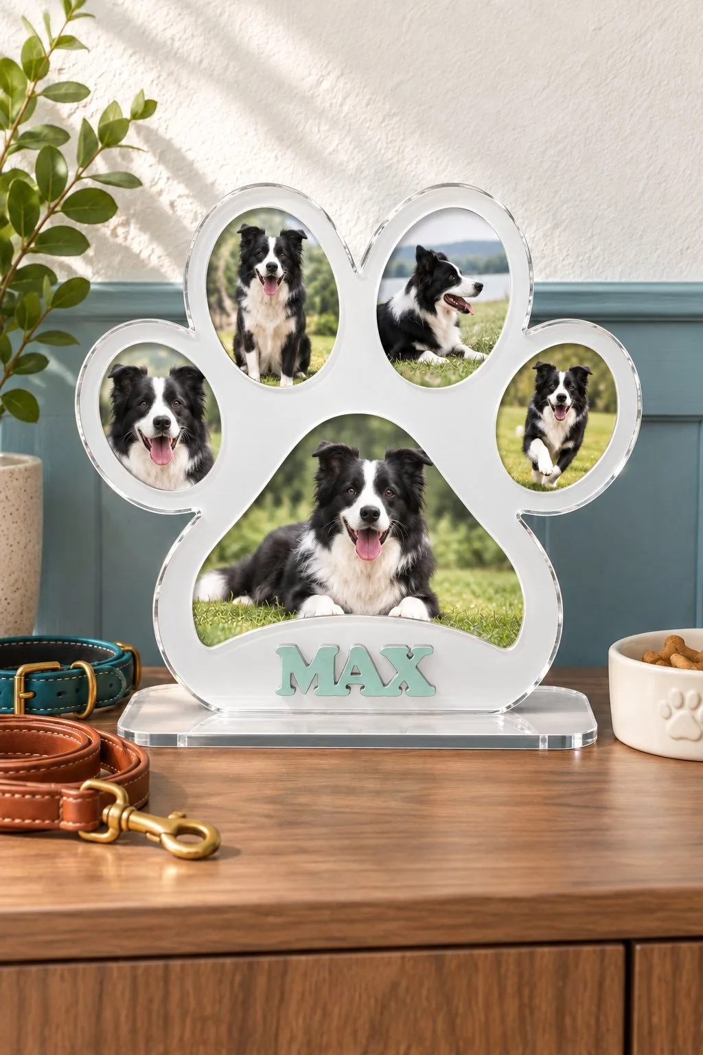 Dog Paw Photo Frame on a Base in acrylic — SVG laser cut file