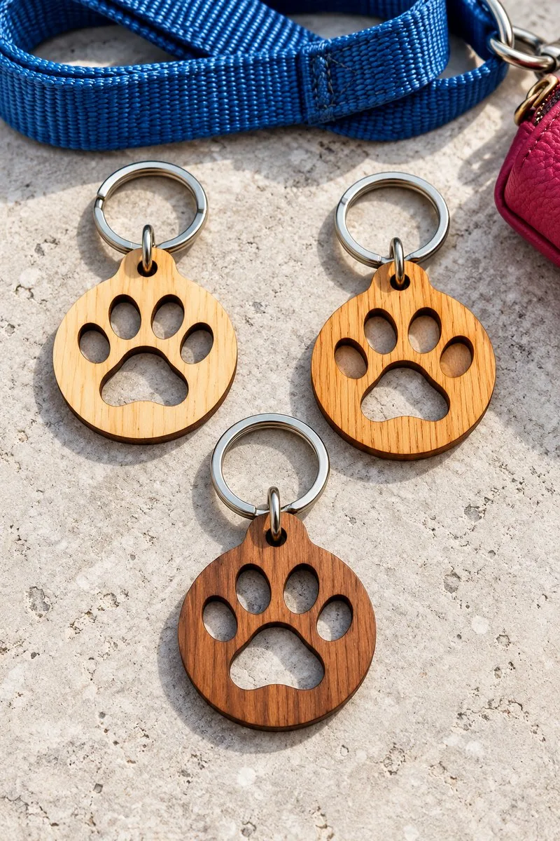 Laser Cut Dog Paw Print Keychain Set — SVG laser cut file