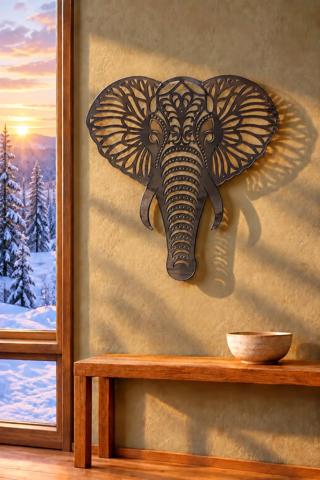 Elephant Mandala Wall Art in acrylic — SVG laser cut file