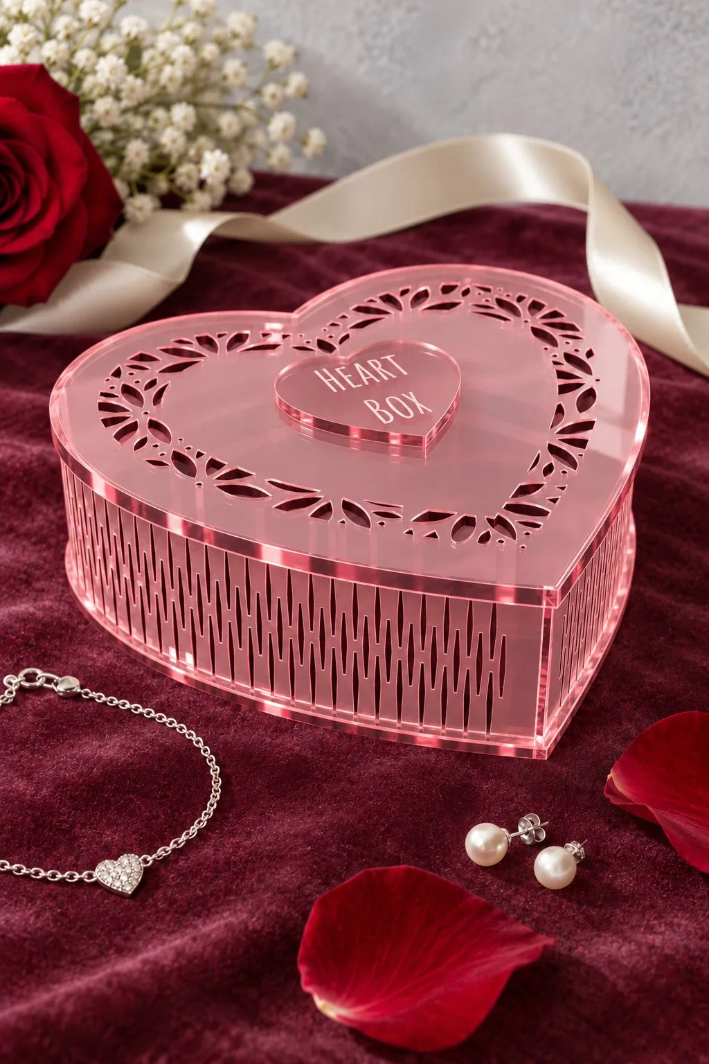 Heart Shaped Keepsake Box in acrylic — SVG laser cut file