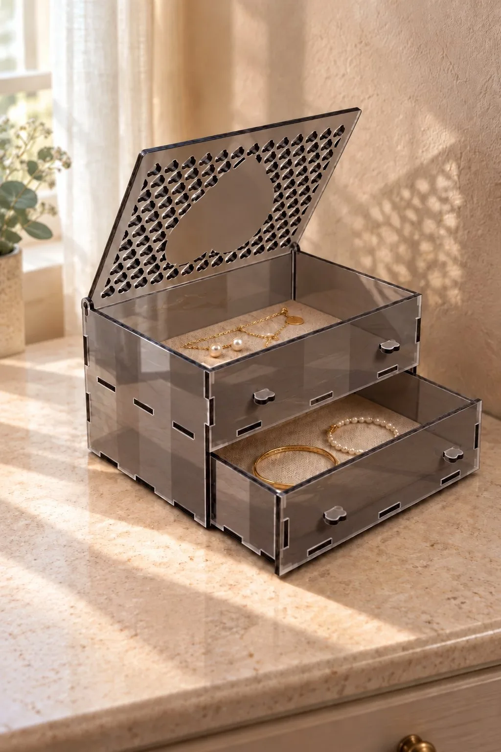 Jewelry Box with Drawer in acrylic — SVG laser cut file