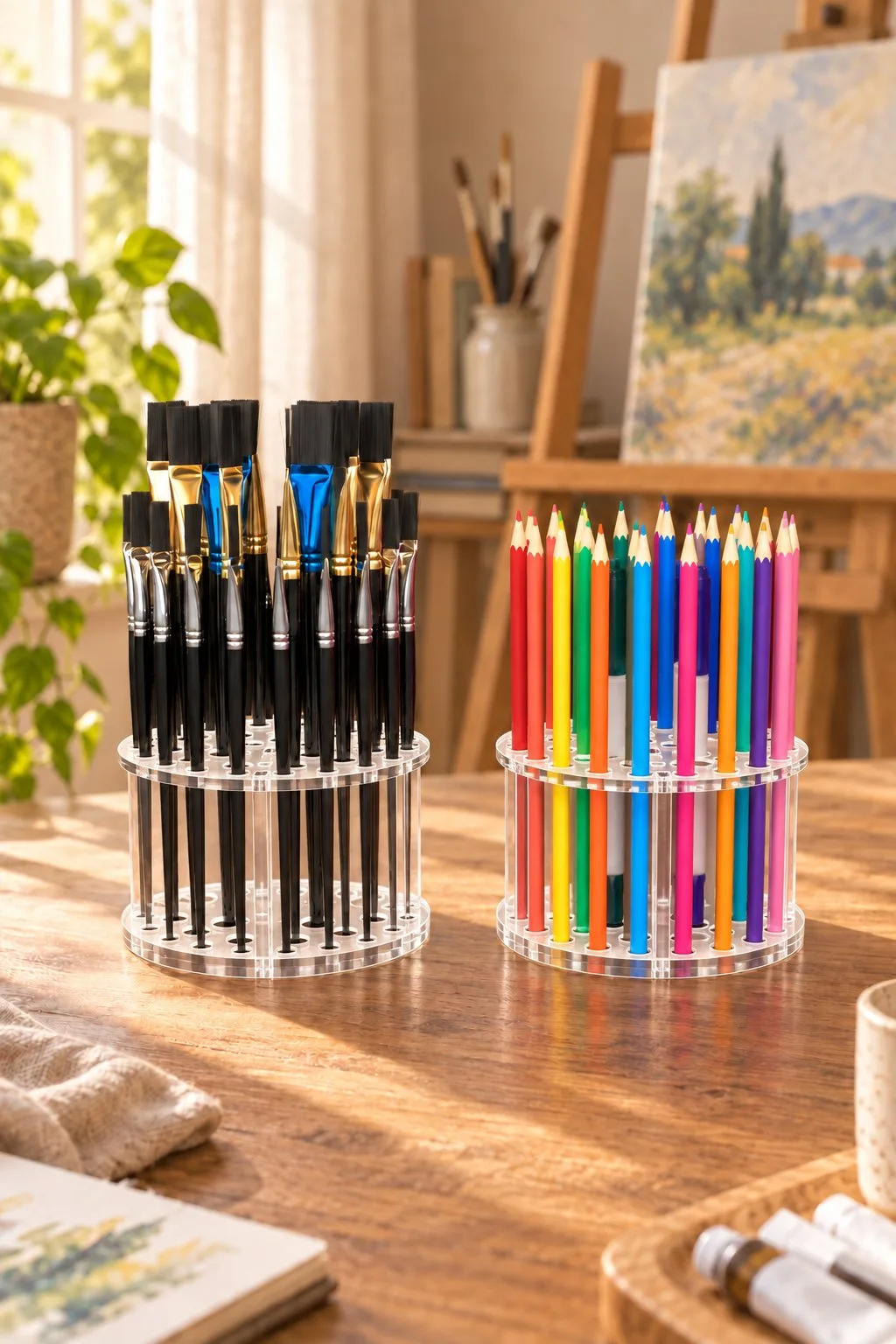 Brush and Pen Holder Duo in acrylic — SVG laser cut file