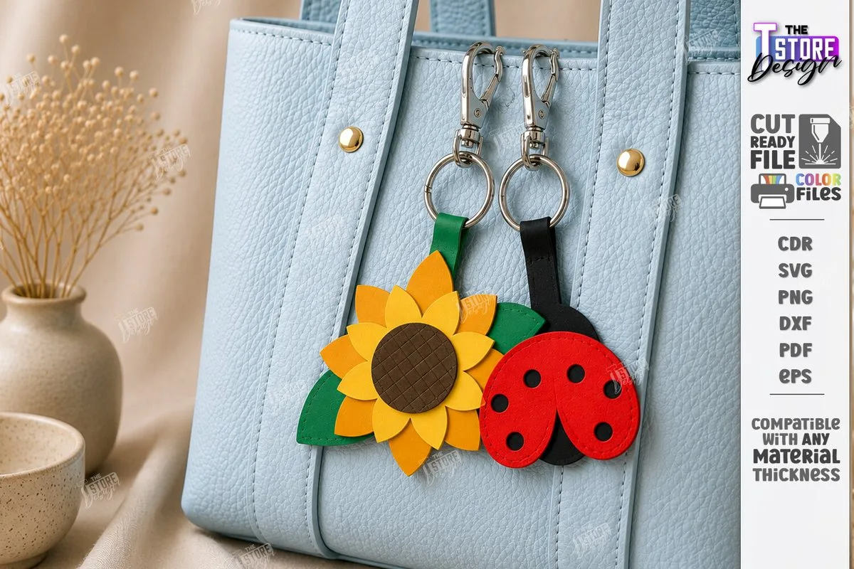 Leather Bag Charm Laser Cut Keychain — SVG laser cut file