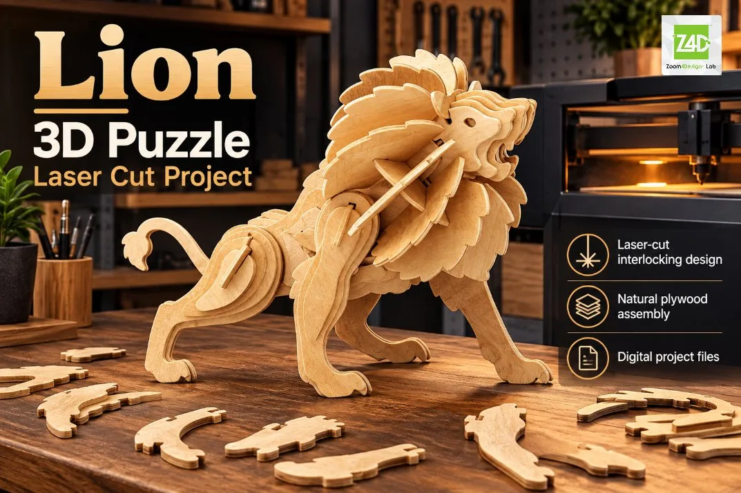 Lion 3D Puzzle Laser Cut Project — SVG laser cut file