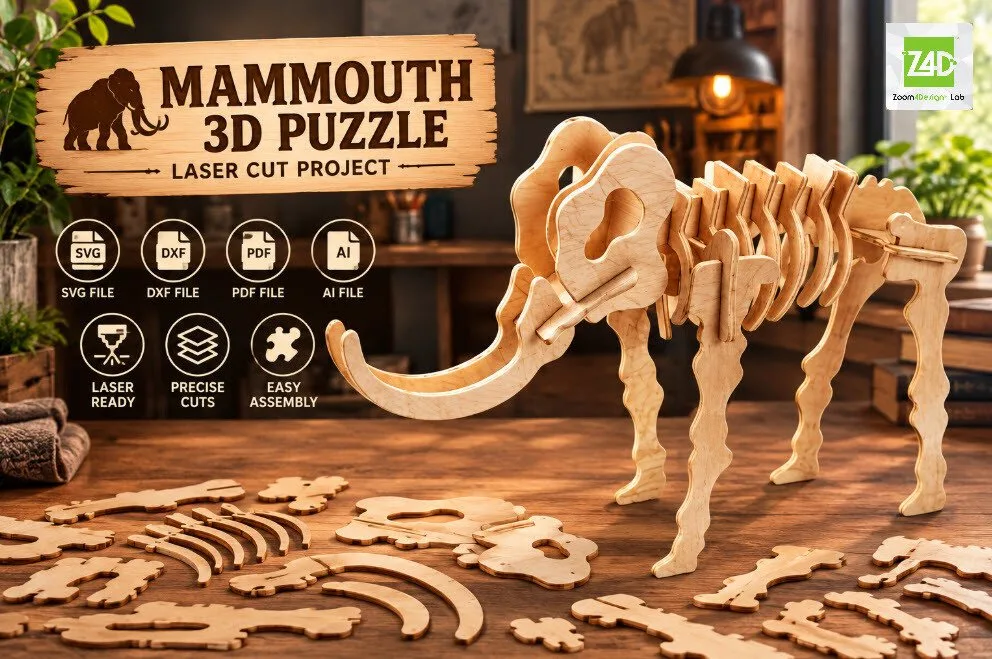 Mammoth Puzzle — SVG laser cut file