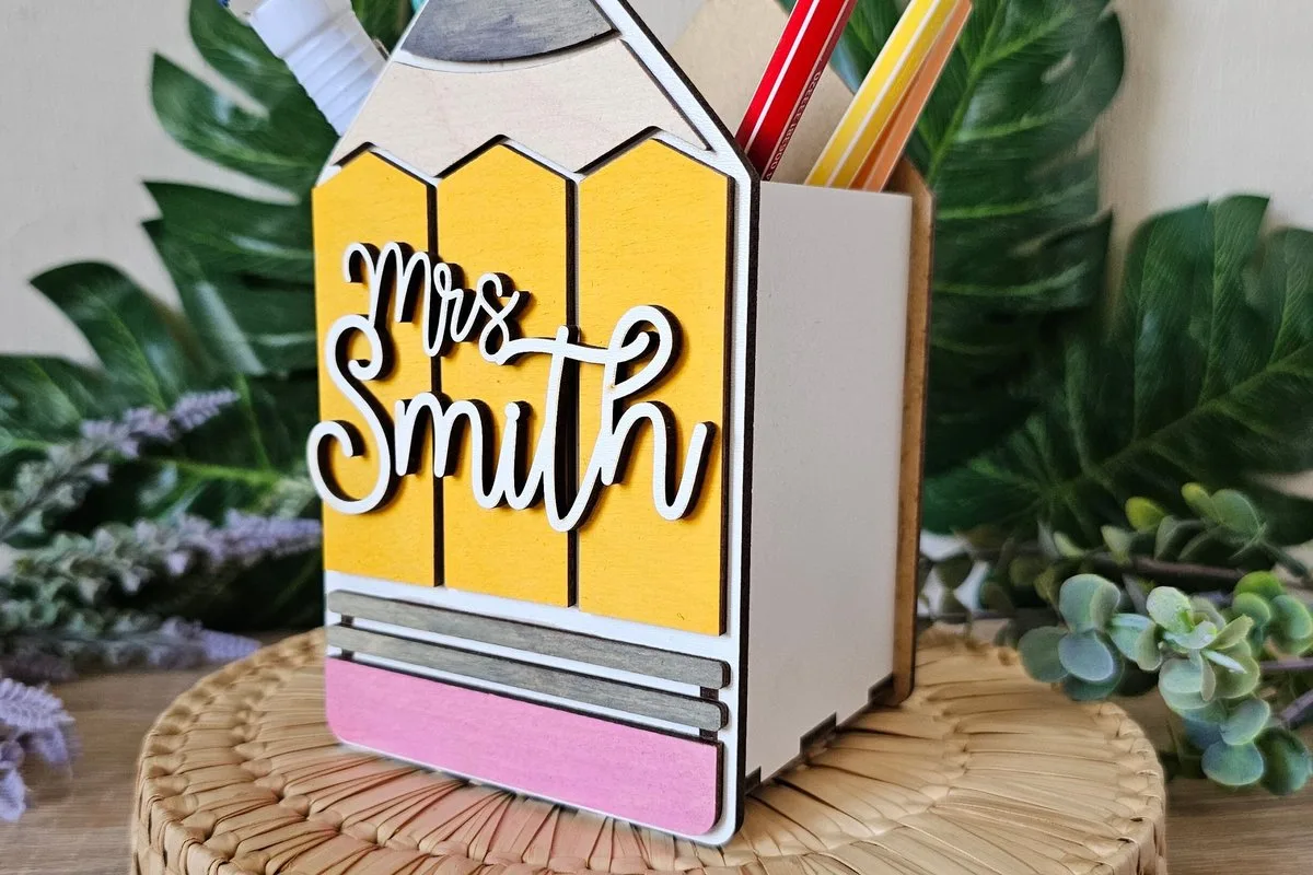 Pencil Pen Holder — SVG laser cut file