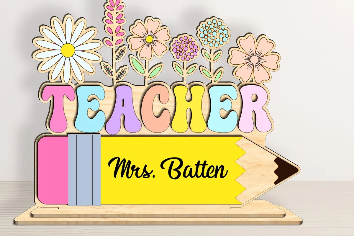 Personalized Teacher Name Sign — SVG laser cut file
