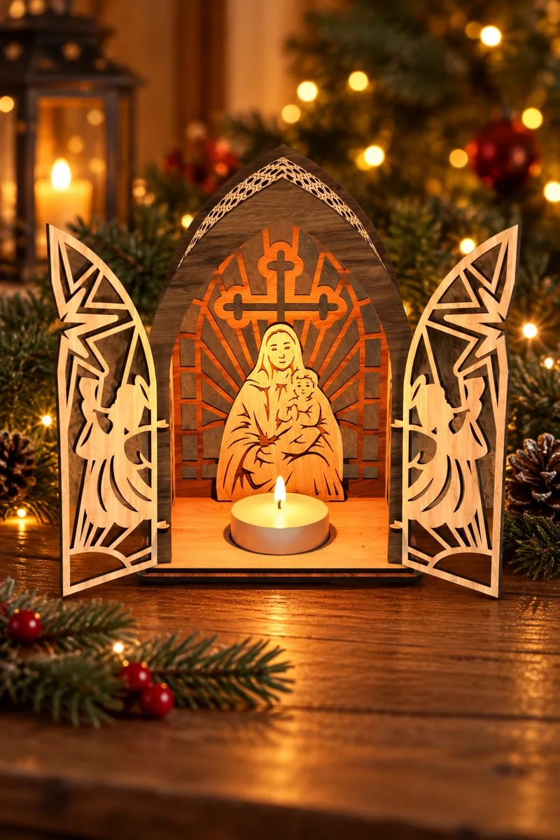 Religious Lantern - Nativity Cut File — SVG laser cut file