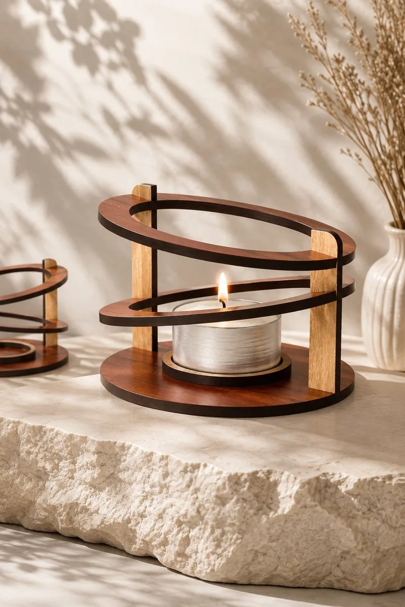 Ring Tealight Candle Stand — SVG laser cut lantern file