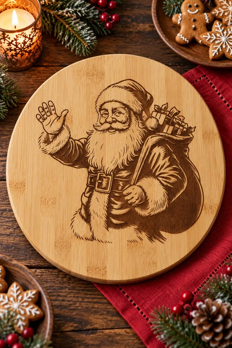 Santa Christmas Cutting Board — laser engraving file