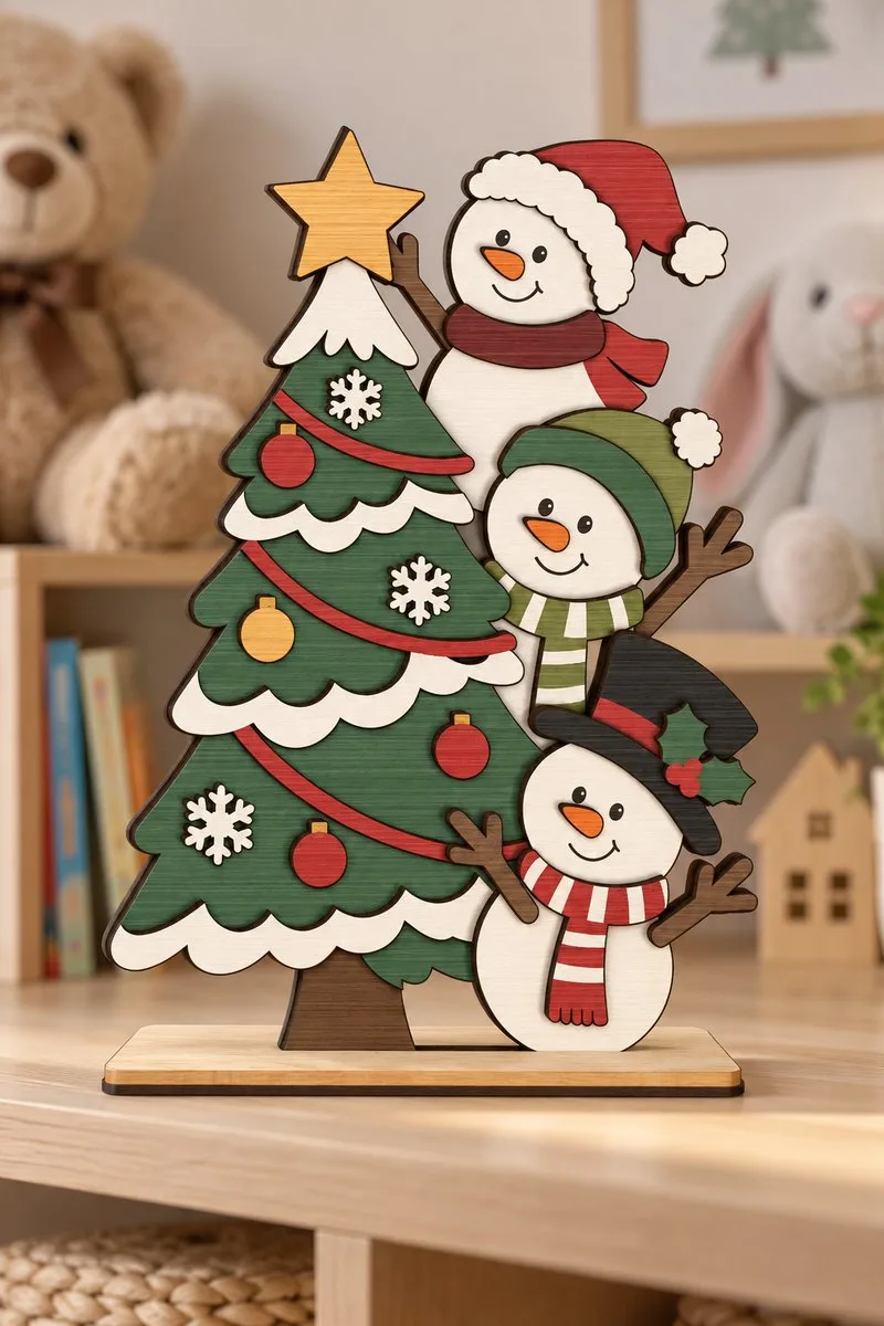 Snowman Christmas Tree — laser cut Christmas tree