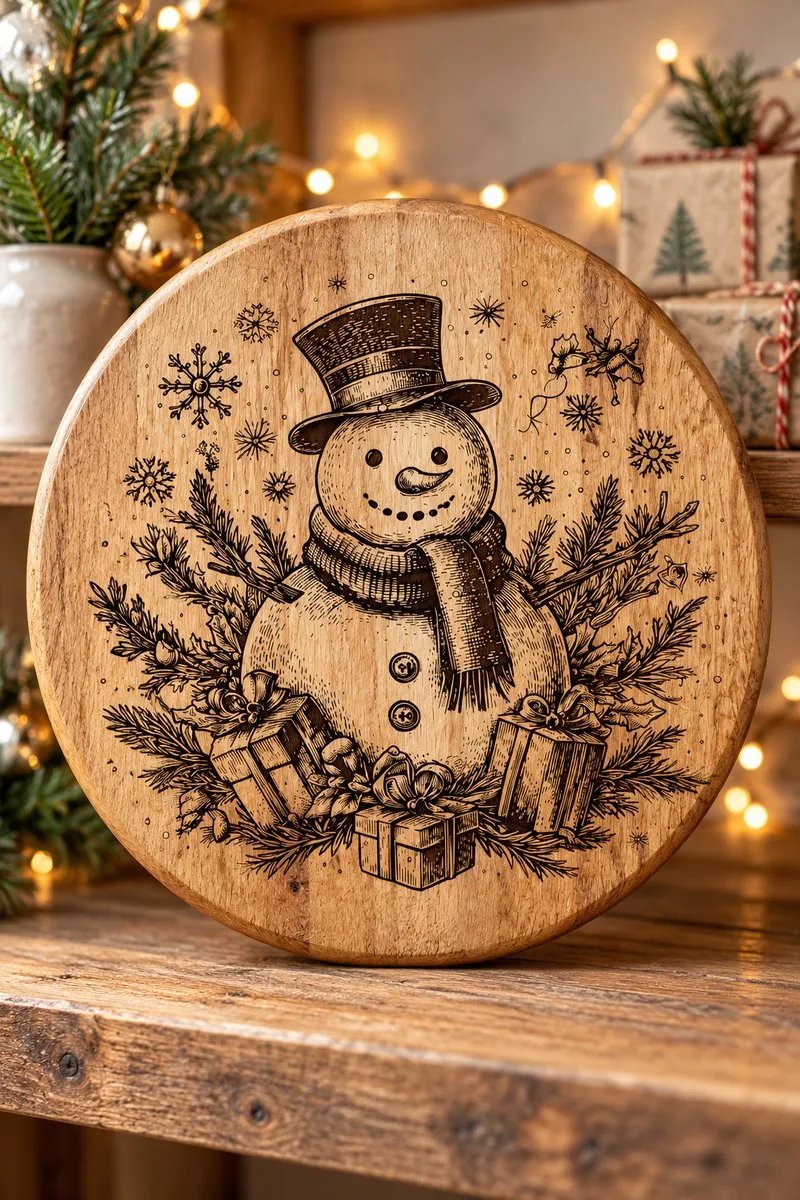 Winter Snowman Laser Engraving — laser engraving file