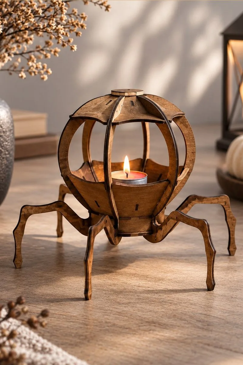 Spider Candle Holder — SVG laser cut lantern file