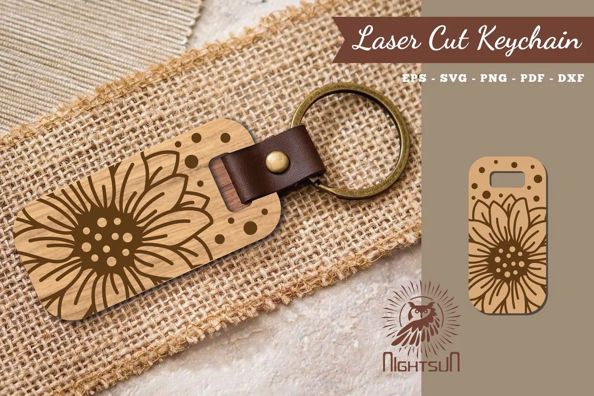Sunflower Laser Cut Keychain — SVG laser cut file