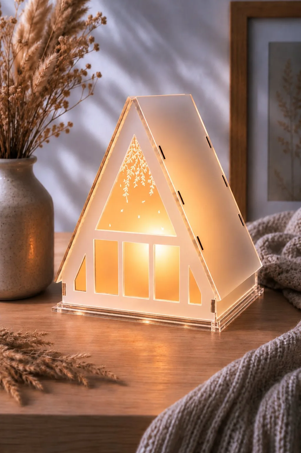 Wood and Acrylic Lantern Houses Bundle in acrylic — another view, SVG laser cut file